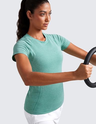 Image of CRZ YOGA Seamless T-Shirt Hip Length | Training, Chafe-Free, Slim Fit, Raglan Sleeves, Mesh Vents, Workout, Short Sleeve Tops for Women