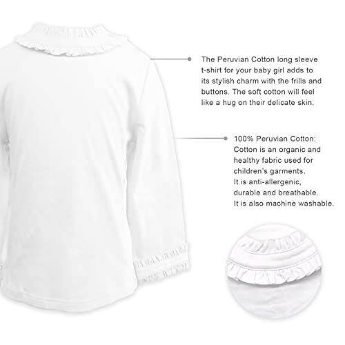 The Season Essentials Kidsy Girls Frilled Neck and Cuffs Peruvian Cotton T-Shirt – Long Sleeve, Crewneck2