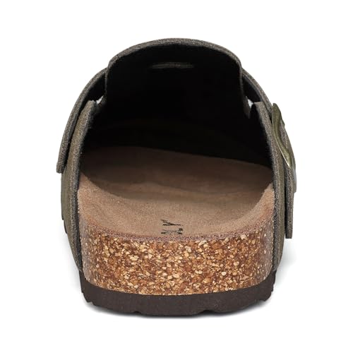 Image of ODOLY Genuine Suede Clogs for Women Men Soft Cork Footbed Leather Mules Comfort Potato Shoes with Arch Support