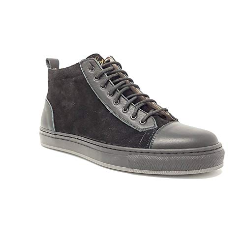 Lops' Pu Sneaker Handgemachte Art. 130 Schwarze Farbe Made In Italy, 46, Schwarz