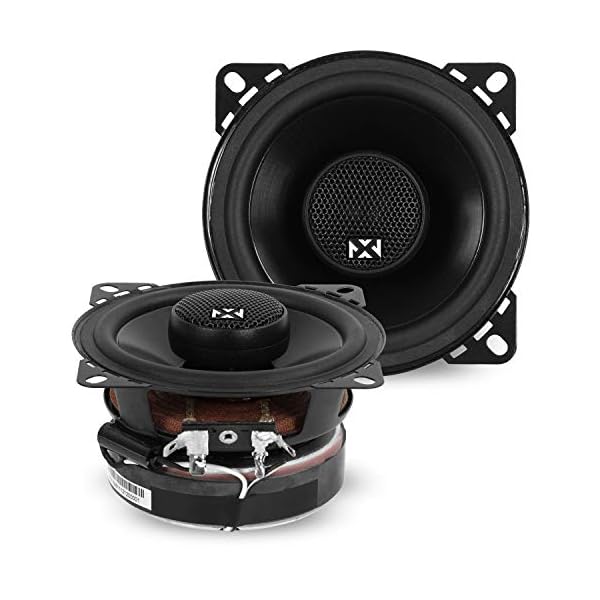 NVX® VSP4 4″ Premium Car Speakers, 450W Max, 150W RMS, 2-Way Coaxial w/ 1″ Silk Dome Tweeters & Built-in X-Overs, Easy to Install in Cars/Trucks/Doors (Pair)