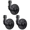 3 pack industrial style robe towel hook wall mounted metal iron pipe coat hanger hat holder bag rack for bathroom bedroom kitchen rust free black  urban country home decor