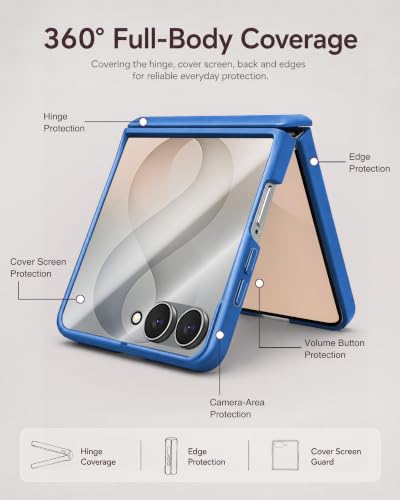 Image of STORMTAL for Samsung Galaxy Z Flip 8 Case, Hinge Protection, Built-in Screen Protector, Wireless Charging, Shockproof, Slim Rugged Phone Protective Case for Galaxy Z Flip 8 Blue