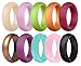 Founvar Silicone Wedding Ring for Women 10 Pack 5.5mm Wide & Glitter Womens Rubber Wedding Ring Bands Size 6.5-7