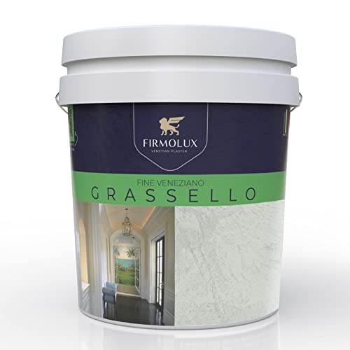 FirmoLux Grassello Authentic Venetian Plaster | Shiny Polished Plaster | Made in Italy from Lime & Marble | Gray Tones (10) | Color: BM1570 Gray Wisp