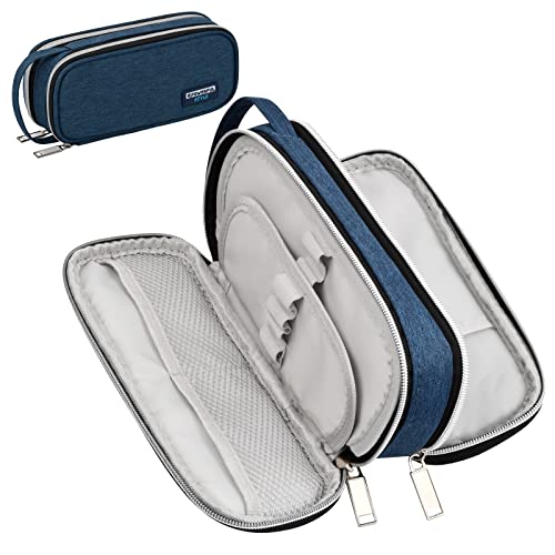 Trousse à Crayons Grande Capacité, Trousse Scolaire avec 2 Grands Compartiments, étanche Trousse de Maquillage, Trousse à Crayons avec Poignée pour Lycée, Bureau, Filles, Garçons Cover