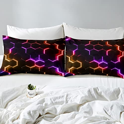 Housse de couette hexagonal décoratifs pour ados avec fermeture éclair 135x200