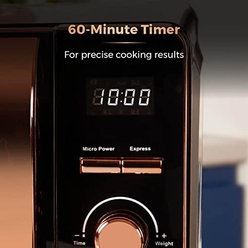 Tower T24021 Digital Microwave with 60-Minute Timer and 8 Autocook Settings, 20L, 800W Black and Rose Gold