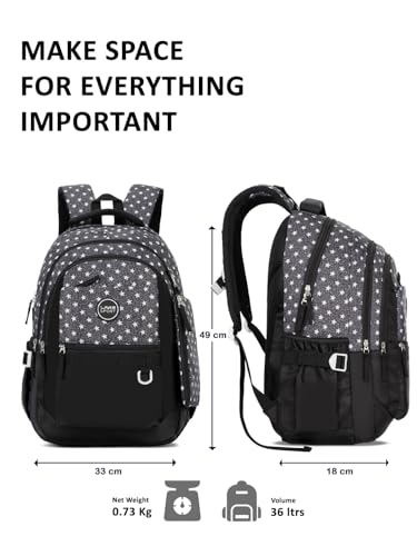 Image of Lavie Sport starstruck Laptop Backpack | 36 Liters | Fits Upto 16 Inch | Laptop Compatiable | Rain Cover | Gift for Biys & Girls