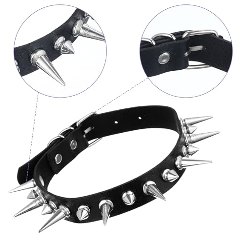PEOVLVN 1 Stück Punk Rock Choker Leder Halsketten Spike Choker Gothic Choker Halsband für Damen Frauen Pu Leder Halskette Set Punk Kette Emo Accessoires für Party/Konzert/Cosplay