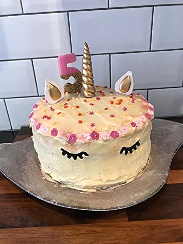 Talking Tables Pink Number 4 Candle With Gold Glitter Premium Quality Cake Topper Decoration For Kids, Adults, 40Th Birthday Party, Anniversary, Milestone Age, Height 8Cm, 3", Pink4 #TOP2