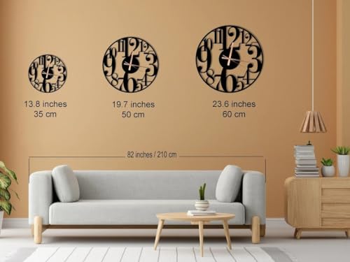 Image of Designer Metal Wall Clock for Living Room | Antique Stylish Fancy Decorative Big Size Wall Watch for Bedroom, Office, Kitchen, Dining, Hall and Decor (Black(ST-23), 60CM)
