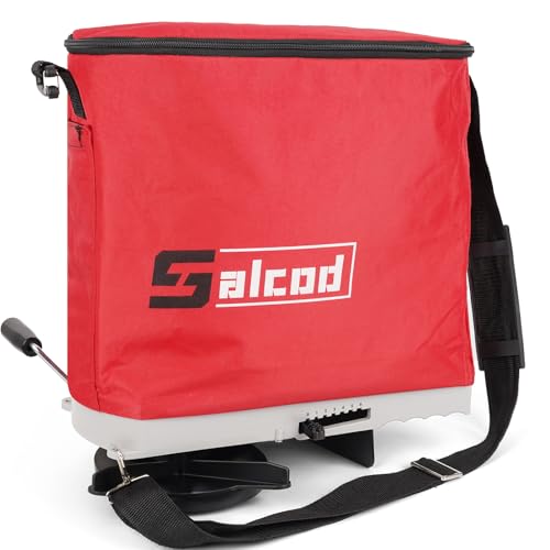 Salcod 25LB Bag Seed Spreader for Lawn, Adjustable Handheld Fertilizer