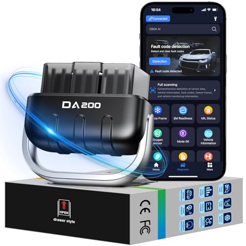 OBD2 Scanner, Bluetooth Valise Diagnostic Auto français, Inspection du Moteur, Test des Émissions d'Échappement, Guide d'entretien IA et Rapport PDF,...