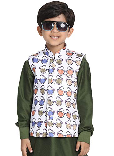Image of JBN Creation Light Blue Cotton Silk Blend Boys Nehru Modi Jacket