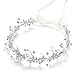 BABEYOND Bridal Headpiece Handmade Wedding Hair Vine Bead Crystal Floral Leaf Headband with Lace Ribbon
