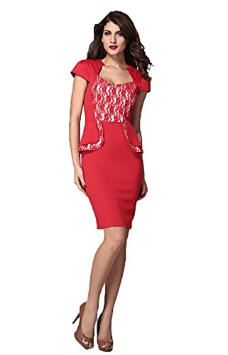 Robe sexy YALI rouge en dentelle L : masquez les imperfections avec le motif lotus