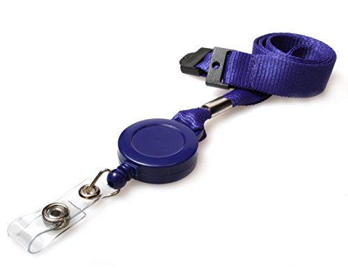 ID Card It Tarjeta de identificación titular de la tarjeta de acceso cordón correas para el cuello con carrete de tarjeta integrado - azul marino (20) Cover