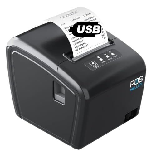 POS VALLEY Impresora USB térmica de 80 mm para Recibos con autocorte Soporte cajón, 260 mm/s, con Puerto USB, Compatible con Windows/Android/Mac/Linux/ChromeOS/ESC/POS