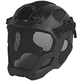 Tactical Airsoft Helmet, Black High-end Paintball Helmet with Metal Full Face Mesh Mask for Outdoor CS Games (Full Face Helmet #3)