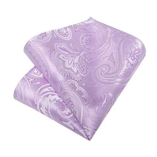 Image of DiBanGu Mens Paisley Tie Set Silk Woven Jacquard Necktie and Pocket Square Cufflinks Gift Set for Wedding Bussiness