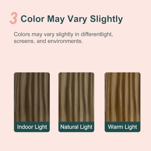 Image of Easyouth Ponytail Extension Human Hair Brown, Short Straight Hair | 12 Inch 70G, Wrap Around Ponytail Extension Human Hair, Medium Brown Highlight Blonde, Add Volume, for Women