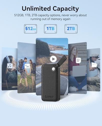 ORICO SSD Esterno 2TB, Hard Disk Esterno SSD fino a 2000 MB/s, USB 3.2 Gen 2x2 SSD Portatile con Cavo USB C 2 in 1, Compatibilità con Smartphone, PS5, Xbox, Laptop, MacBook/Pro/Air - B20
