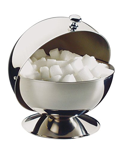 APS Zuckerkugel, Zuckerdose mit Rolldeckel, Edelstahl Zuckergefäß mit Deckel, 14 x 14 cm, Höhe 14 cm