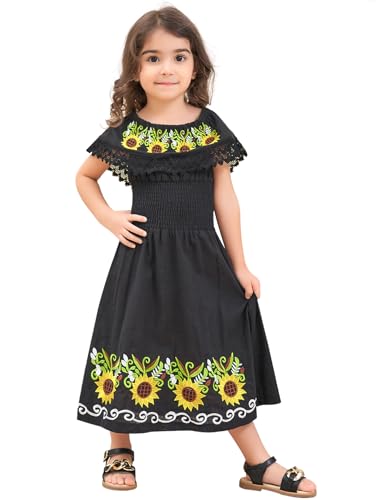 Image of Mexican Dress for Girls Traditional Vestidos Mexicanos Cinco de Mayo Embroidered Dresser Toddler Kids