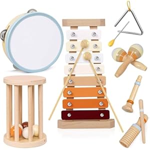 Toddler Musical Instruments, Wooden Montessori Musical Instruments Montessori Wooden Toys for Toddlers, Xylophone for Kids Preschool Educational 3+, Early Learning Music Toys for Boys Girls Gift