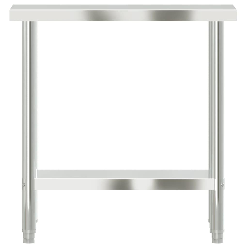 Tavolo da lavoro da cucina in acciaio inox, 82,5 x 30 x 85 cm, con ripiano, piedini regolabili, commerciale, per gastronomia, ristoranti, ristoranti, hotel, snack, bistrò, pizzeria