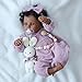 WOOROY Realistic Reborn Baby Dolls Black Girl – 18 Inch African American Newborn Doll, Lifelike Real Life Handcrafted Soft Cloth Body with Accessories Gift Set for Kids Age 3+