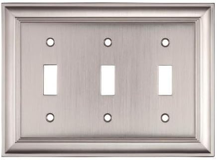 allen + roth 3-Gang Satin Nickel Standard Toggle Metal Wall Plate