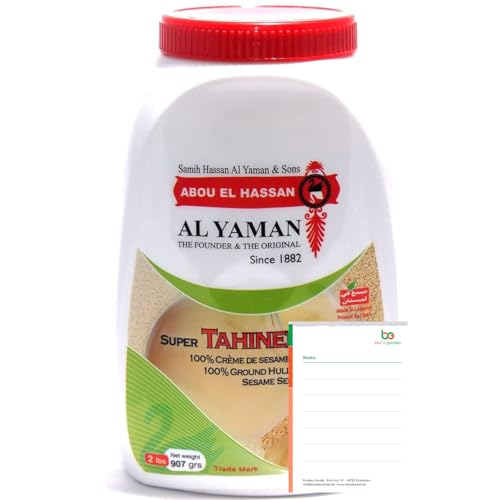 Al Yaman Tahin (Tahineh) 907g XXL Packung | Original libanesische Sesampaste | 100% reines Sesammus, vegan | Für Hummus & Dips + Ben's Garden Notiz Set Al Yaman Tahin (Tahineh) 907g XXL Packung | Original libanesische Sesampaste | 100% reines Sesammus, vegan | Für Hummus & Dips + Ben's Garden Notiz Set
