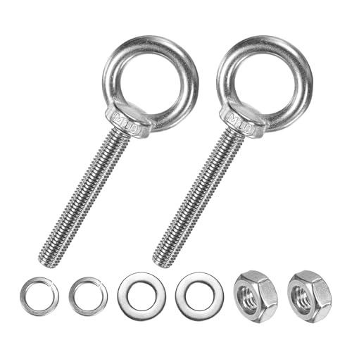 M METERXITY 2-Sets Stainless Eyebolt M10x70mm Shoulder Lifting Eye Bolt with Nuts Washers Male Screw Thread Ring Shoulder Eye Bolts Length 2.76 Inch for Suspending/Fastening
