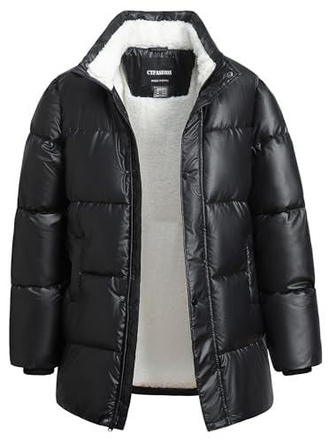 Image of Boys Winter Puffer Jacket Waterproof Hooded Parka Coat with Faux Fur Lining Warm Insulated Outdoor Jacket for Kids