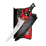Zelite Infinity Utility Knife 6 inch | Alpha-Royal German Series | Alpha-Royal German Series | German High Carbon Stainless Steel | Pakkawood Handle | Full-Tang | Leather Sheath