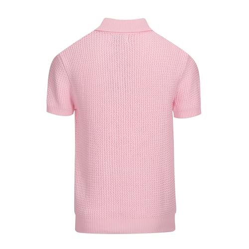 OXKNIT Men's Casual Knitted Polo Shirt V Neck Texture Shirt Short Sleeve Summer Shirt2