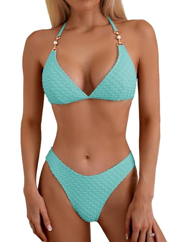 SWIMALL Women's Triangle Bikini Set Halter Swimsuit