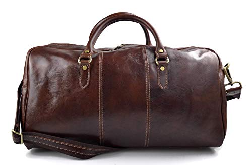 Sac de voyage cabine en cuir marron et sa bandoulière robuste