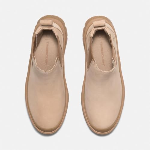 Timberland Women's Roxie Lane Mid Chelsea Boot, Light Beige Nubuck, 8 Medium