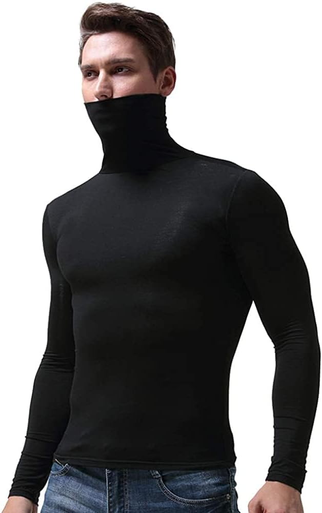 SALNIER Men Basic Turtleneck Slim Fit Long Sleeve Pullover Top Solid Thermal Knitted T Shirt Sweaters Soft Lightweight Shirt - Image 4