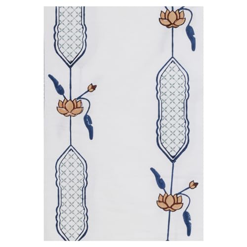 Image of Padma Premium Hand Block Printed Bedsheet | Bed Sheet Flatsheet | Pure Cotton | Double Bed King Size 108 inchx108 inch | 300 TC Bedsheets | Includes 2 Pillow Covers | Flower Spread