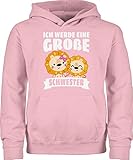 Geschwister Schwester Geschenk - Ich werde eine große Schwester mit Löwen - weiß - 98 (1/2 Jahre) - Hellrosa - Geschwister Pullover - JH001K JH001J Just Hoods Kids Hoodie - Hoodie Kinder Pullover