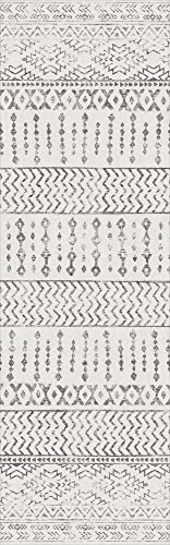 Art&Tuft Runner Rug 2'6X8', Super Soft Ultra-Thin Moroccan Washable Rug, Anti-Slip Backing Kitchen Rugs, Foldable Geometric Machine Washable Hallway Rug(2'6"X8', Ivory) #TOP1