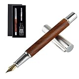 AYzhang Wooden Fountain Pen Medium Nib Natural Rosewood Retro Pen,Ideal Gift Set, Includes Fountain