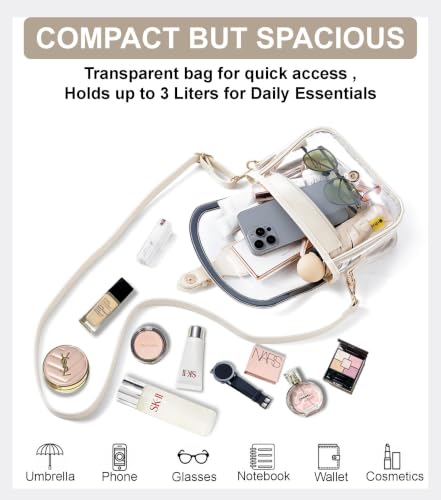 Image of Clear Bag for Stadium Events, Stadium Approved Clear Crossbody Bag for women,Waterproof Saddle bag for Concert