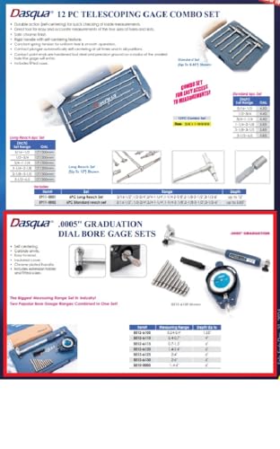 DASQUA 5911-999 Teleskop-Messger t-Sets, 10,2 cm und 30,5 cm lang, 5/16 bis 15,2 cm, 12 St ck
