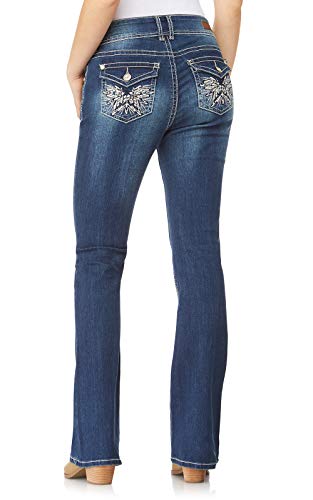Image of WallFlower Bling Back Pocket Bootcut Jeans for Women, Luscious Curvy Fit, Embellished Mid-Rise Insta Stretch Denim