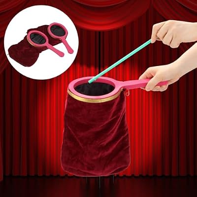 2 Pcs Magic Props Change Bag with Paper Pull Flower, Magic Change Bag with Zipper Twisting Handle Trick Pouch Stage Prop Accessories Make Things Appear or Disappear for Magic Tricks